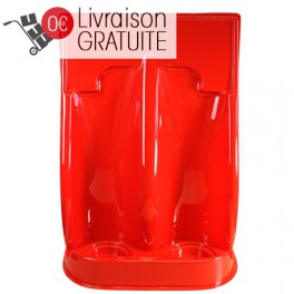 Support universel debout pour 2 extincteurs de couleur rouge